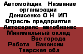 Автомойщик › Название организации ­ Денисенко.О.Н, ИП › Отрасль предприятия ­ Автосервис, автобизнес › Минимальный оклад ­ 50 000 - Все города Работа » Вакансии   . Тверская обл.,Нелидово г.